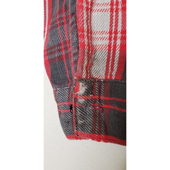 Five Brother Mens Shirt Large Red Gray Heavyweight Collared Button Down Pockets - Picture 2 of 6